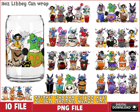 10  file  Stitch horror Glass Can bundle PNG, Stitch horror Glass Can PNG Silhouette, digital download , Instant Download