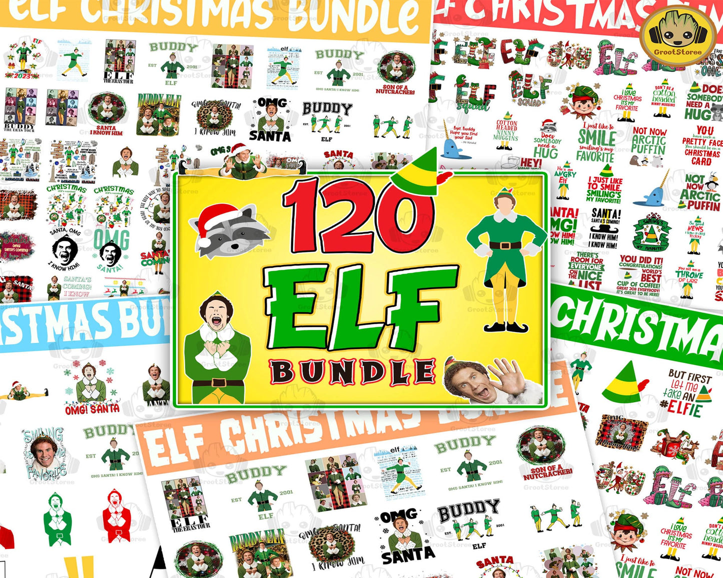 120+ Funny ELF Png Bundle, OMG Santa I Know Him Svg Bundle, Christmas Movie Character Png Bundle, Silhouette, digital , Instant Download