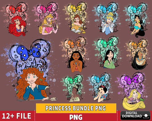 Princess png , 12+ file Princess Bundle PNG , for Cricut, Silhouette, Digital Download