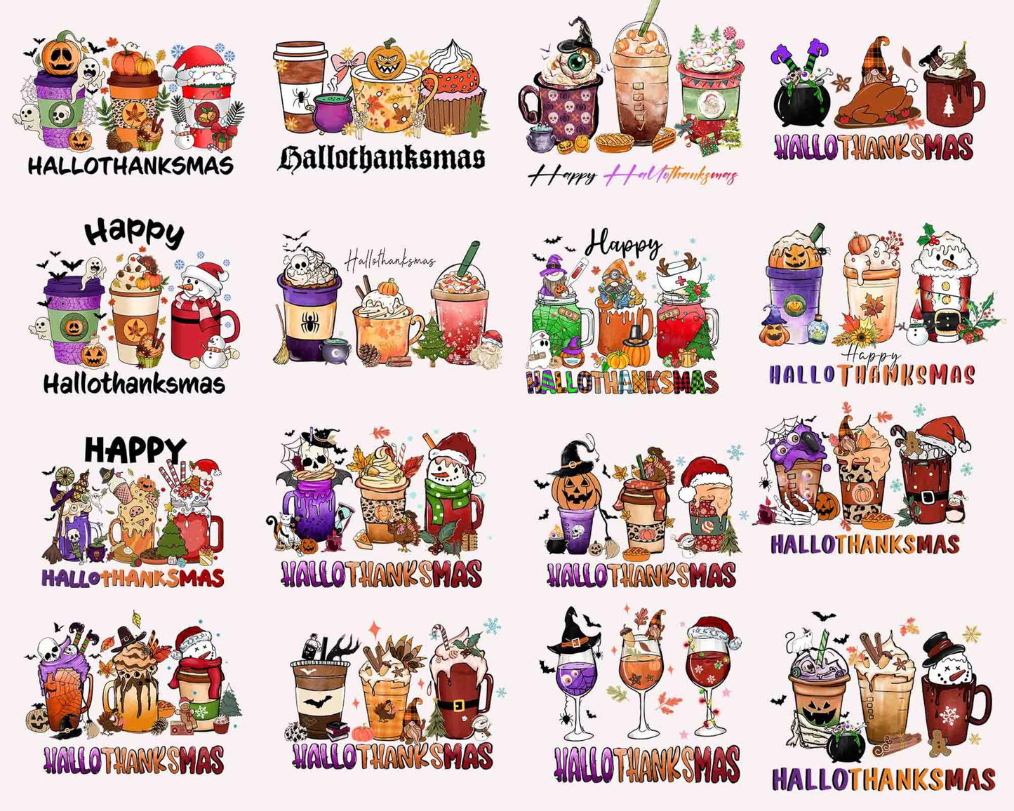 15 Happy Hallothanksmas Bundle, Fall Png, Hallothanksmas Coffee Png, Fall PNG, Halloween Png Bundle, Hallothanksmas Png, Silhouette, Digital Download , Instant Download