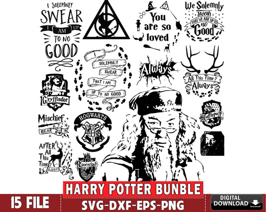 15 file harry potter svg ,dumbledore bundle svg , RIP Michael Gambon svg eps png dxf file , for Cricut, Silhouette, Digital Download, Instant Download