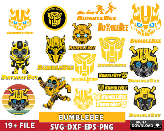 19 file Bumblebee svg ,Bumblebee bundle svg, bumblebee vector, bumblebee face SVG DXF EPS PNG , for Cricut, Silhouette, Digital download ,Instant Download