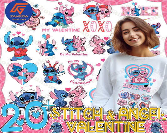 20 file Stitch & Angel Valentine Png Bundle, Stitch valentine bundle Png, Digital download , Instant Download