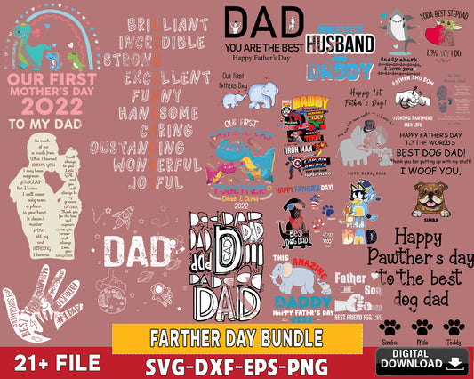 21 file father day bundle svg, farther day SVG DXF EPS PNG , for Cricut, Silhouette, Digital download ,Instant Download