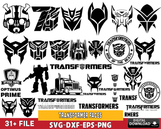 30+ file Transformer Faces svg, bundle Transformer Faces SVG DXF EPS PNG , for Cricut, Silhouette, Digital download ,Instant Download