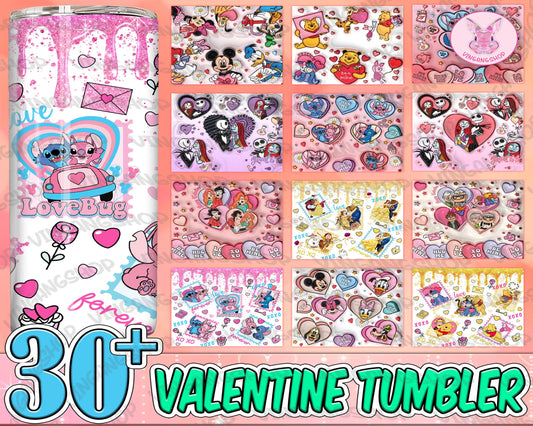 3D Cartoon Valentine Tumbler Design PNG Bundle, Cartoon Couple Valentine Tumbler Wraps PNG, Digital download , Instant Download
