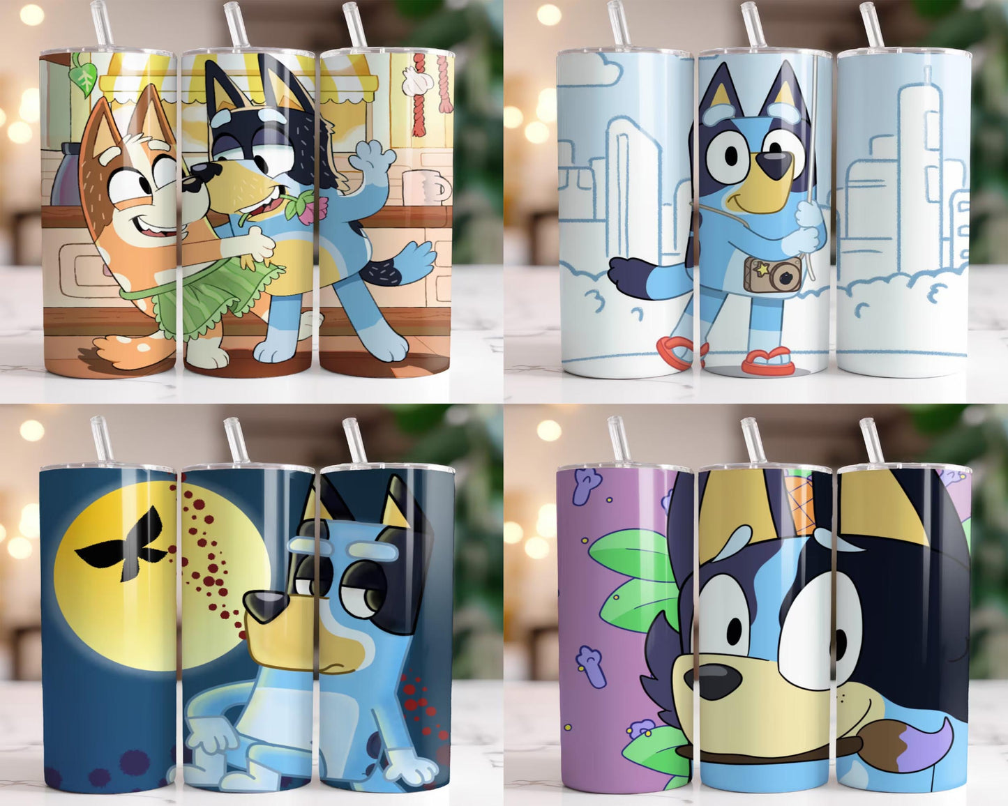 40+ Bluey Dog Tumbler Wrap Bundle, 20oz Skinny Tumbler Wrap, Silhouette, Digital Download , Instant Download