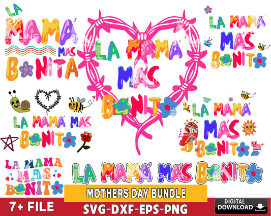 6 La Mama Mas Bonita svg Bundle, KG New Album Mama svg , Mother’s Day svg , Mama Fanclub KG SVG EPS PNG DXF , for Cricut, Silhouette, digital download, file cut
