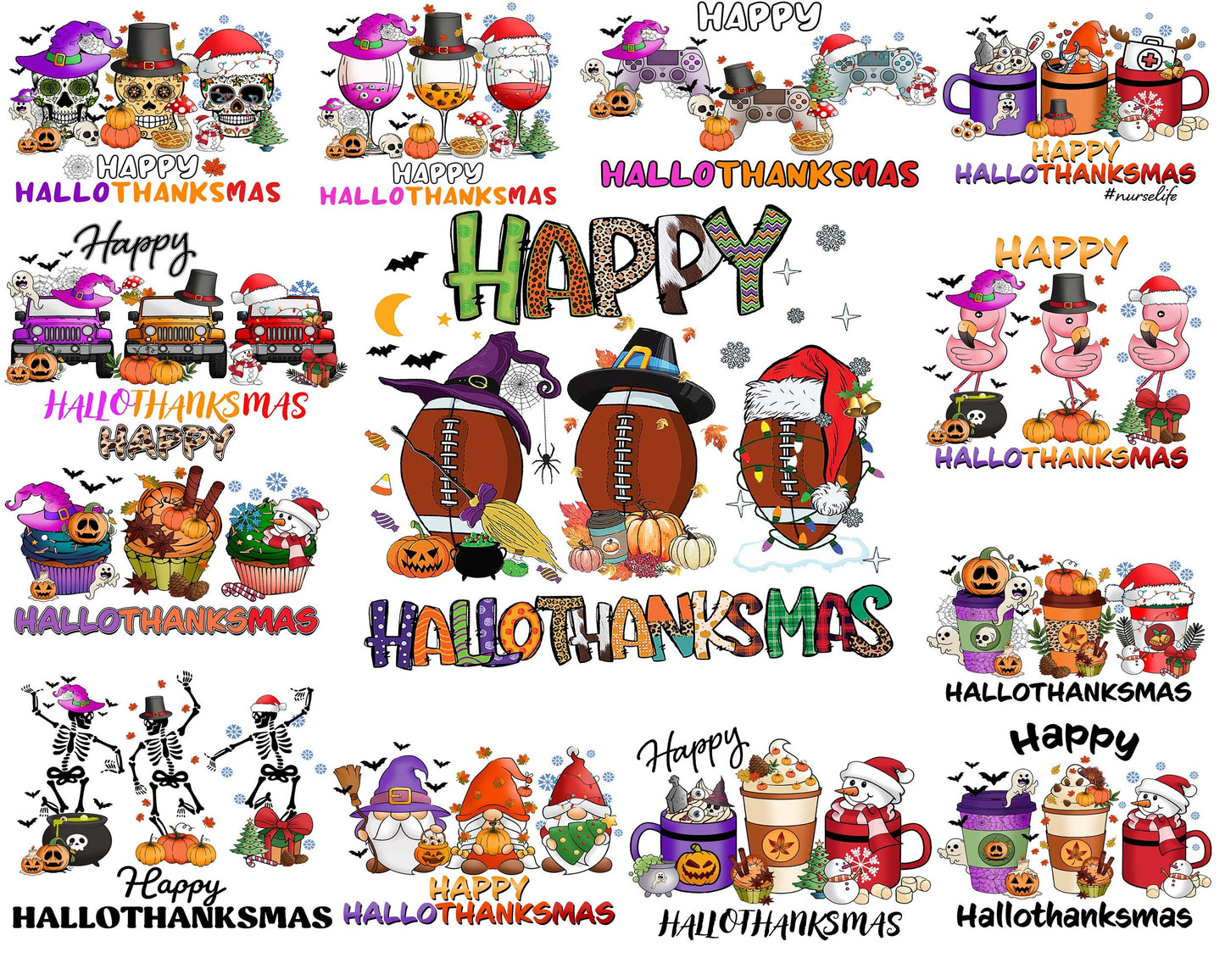 90 Files Happy Hallothanksmas PNG, Hallothanksmas Sublimation,appy Hallothanksmas Coffee PNG, Coffee Clipart, Silhouette, Digital Download , Instant Download