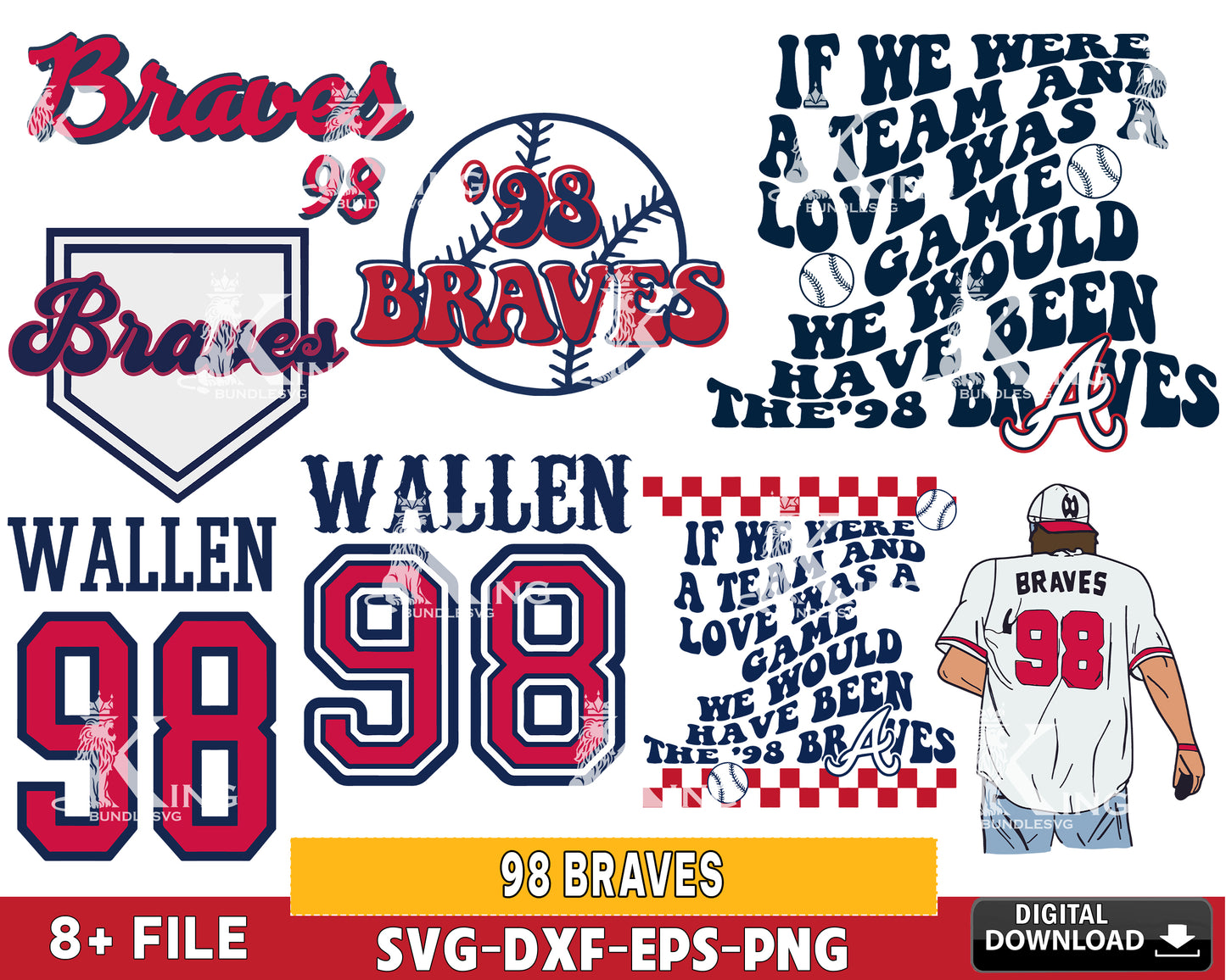98 Braves svg , If We We’Re A Team Png, Braves 98 wallen svg, Morgan Song SVG DXF EPS PNG, Cricut, for Cricut, Silhouette, Digital Download , file cut