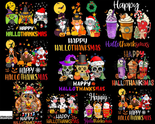 9+ Happy Hallothanksmas Coffee Png, Hallothanksmas Sublimation PNG, Happy Halloween Png, Silhouette, Digital Download , Instant Download