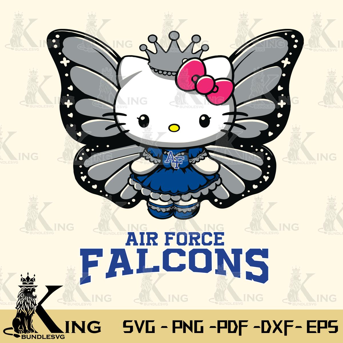 Air Force Falcons Kitty Wings & Flowers Svg Eps Dxf Png File, Digital Download
