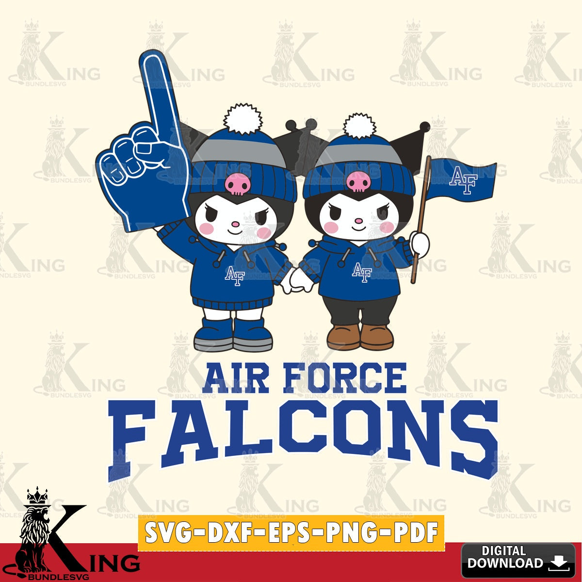 Air Force Falcons Kuromi rugby Fan SVG file, Cricut, Cut file , Digital Download , Instant Download, Sanrio svg, Clipart