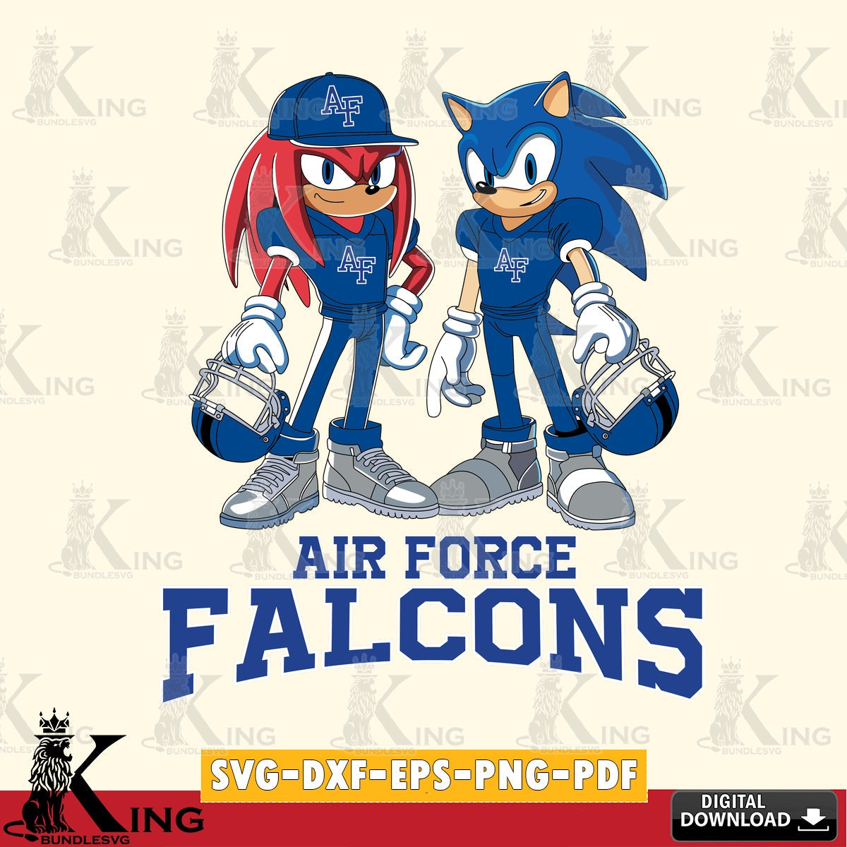 Air Force Falcons Sonic And Knuckles Player Football SVG file, Vector , Digital Download , PDF File , Instant Download