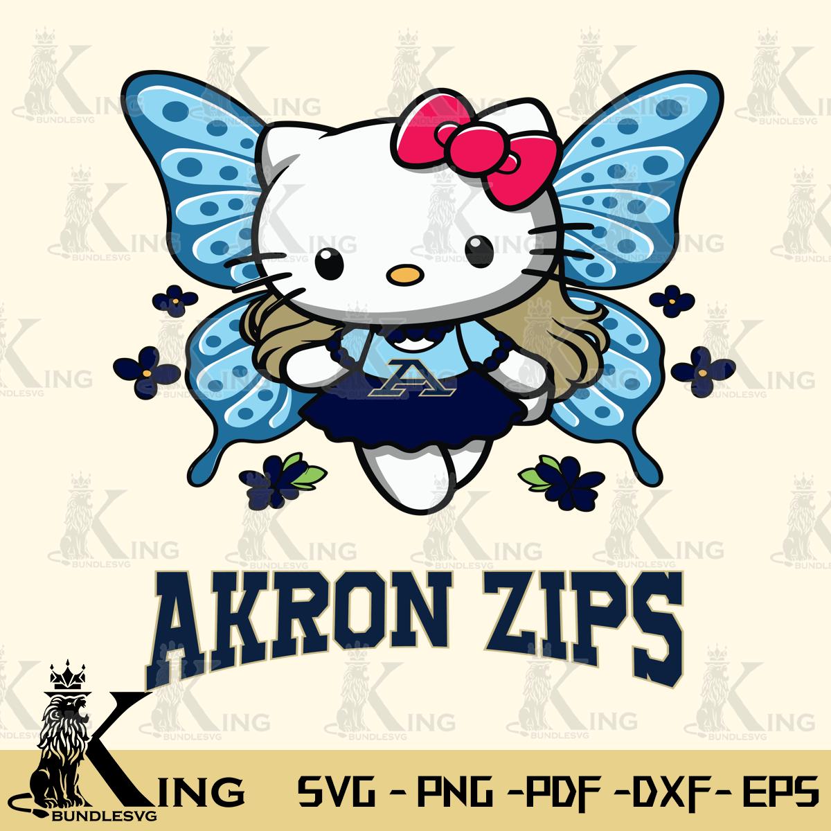 Akron Zips Butterfly Kitty Charm Svg Eps Dxf Png File, Digital Download