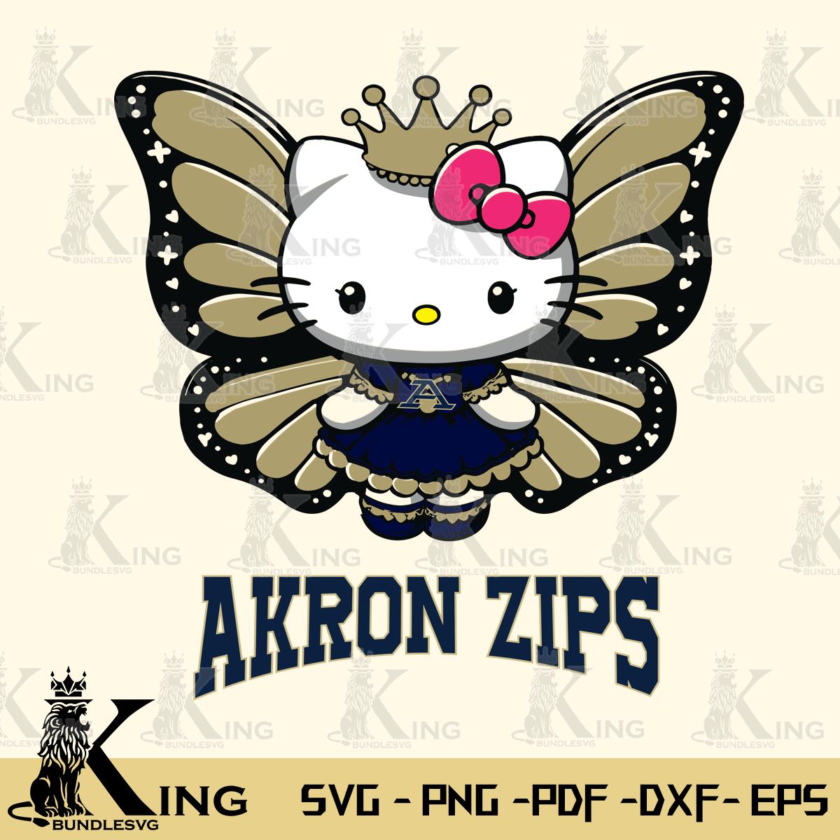 Akron Zips Kitty Wings & Flowers Svg Eps Dxf Png File, Digital Download