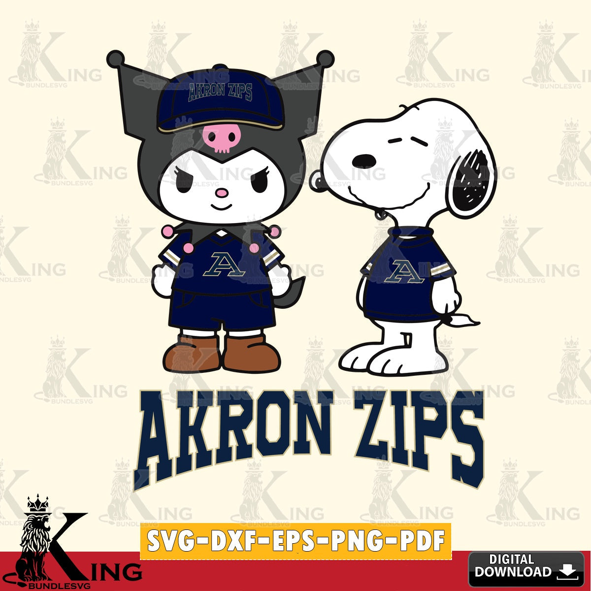 Akron Zips Kuromi Snoopy Football SVG file, Cricut, Cut file , Digital Download , Instant Download, Sanrio svg, Clipart