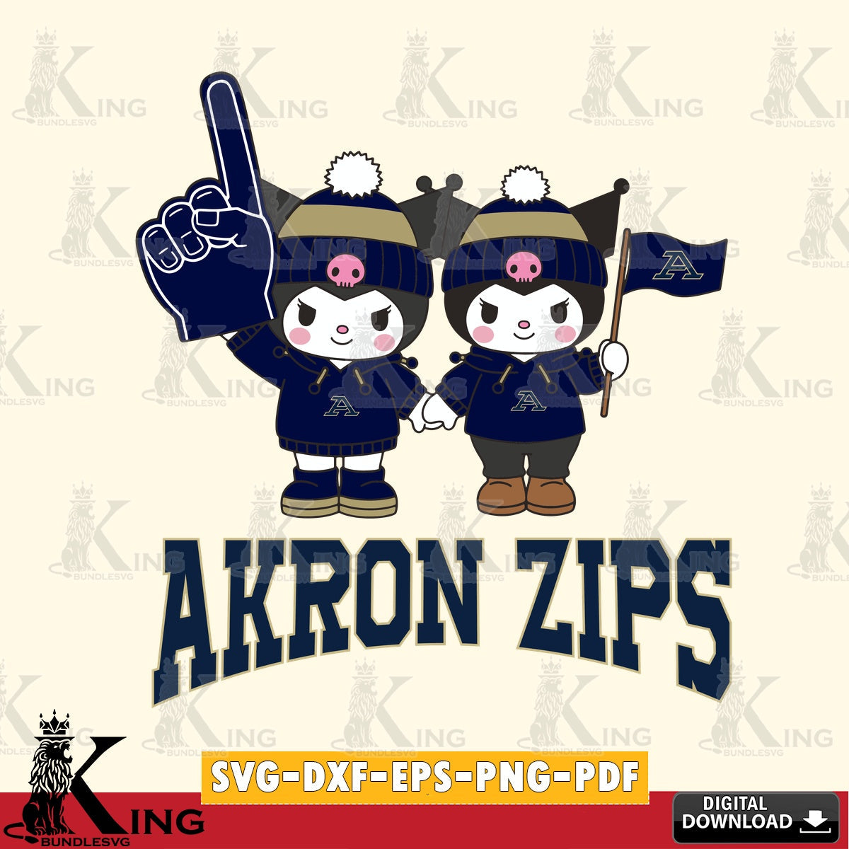 Akron Zips Kuromi rugby Fan SVG file, Cricut, Cut file , Digital Download , Instant Download, Sanrio svg, Clipart