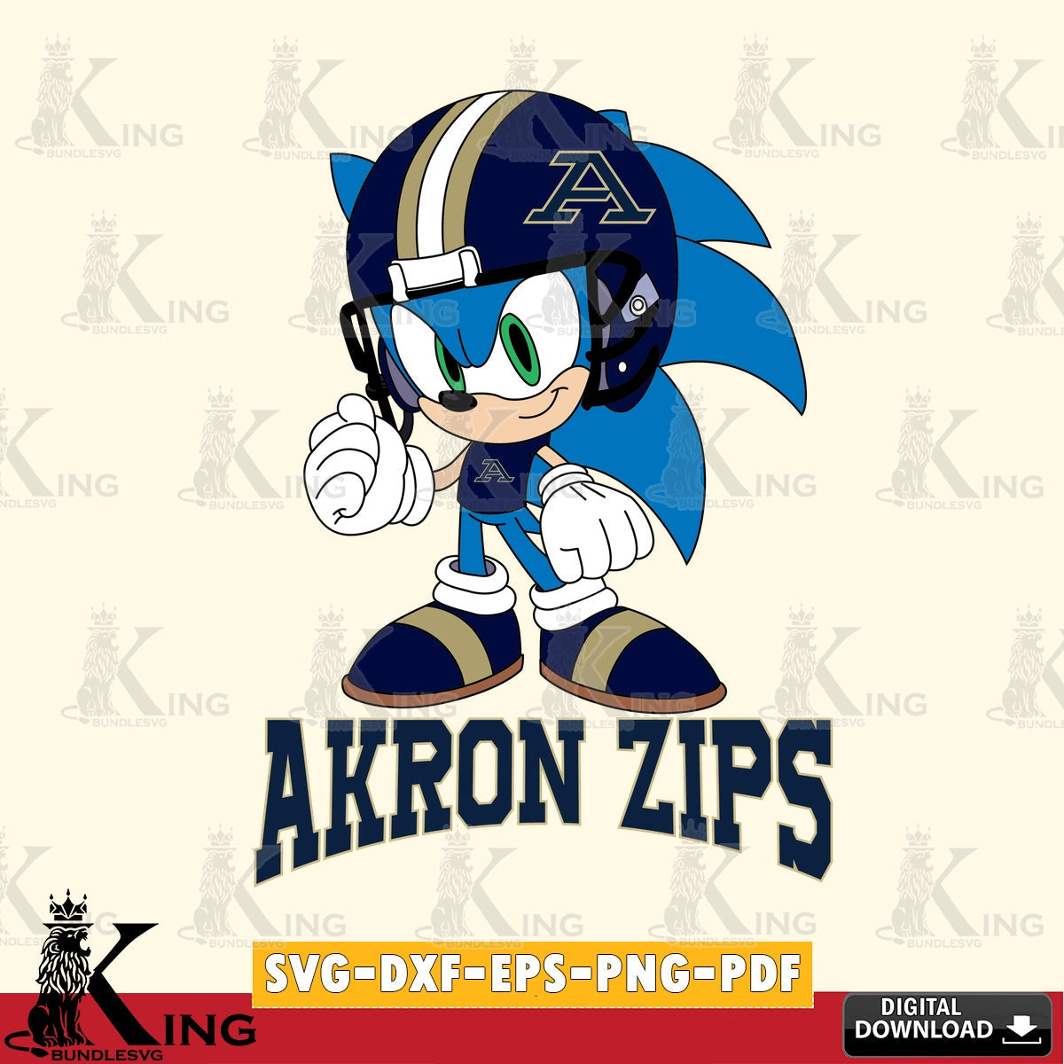 Digital download featuring Akron Zips Sonic Football Mascot vector digital file for silhouette cameo and cricut projects.