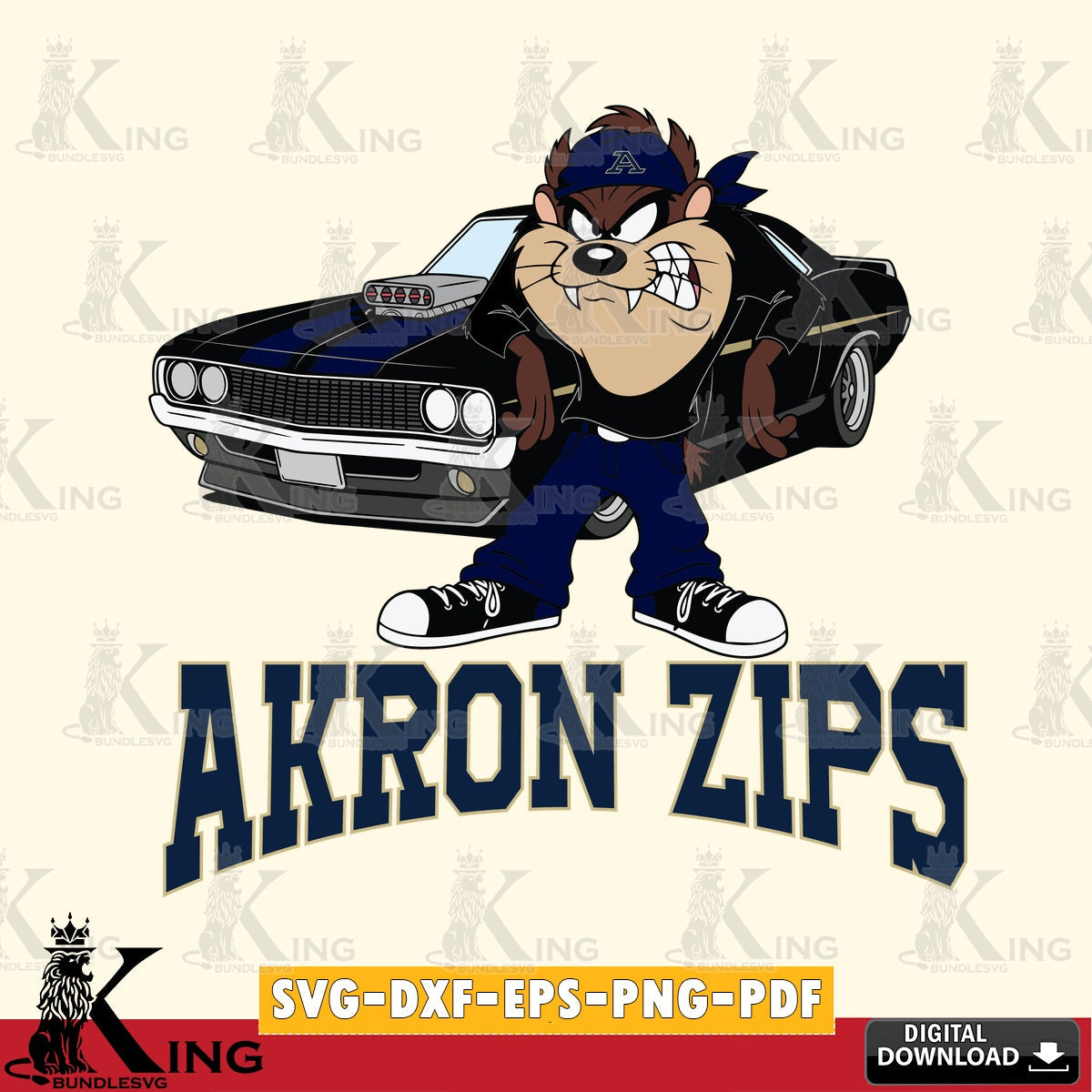 Akron Zips Taz Racing Car SVG file, Cut file , Digital Download , Instant Download, Taz svg, NCAA svg