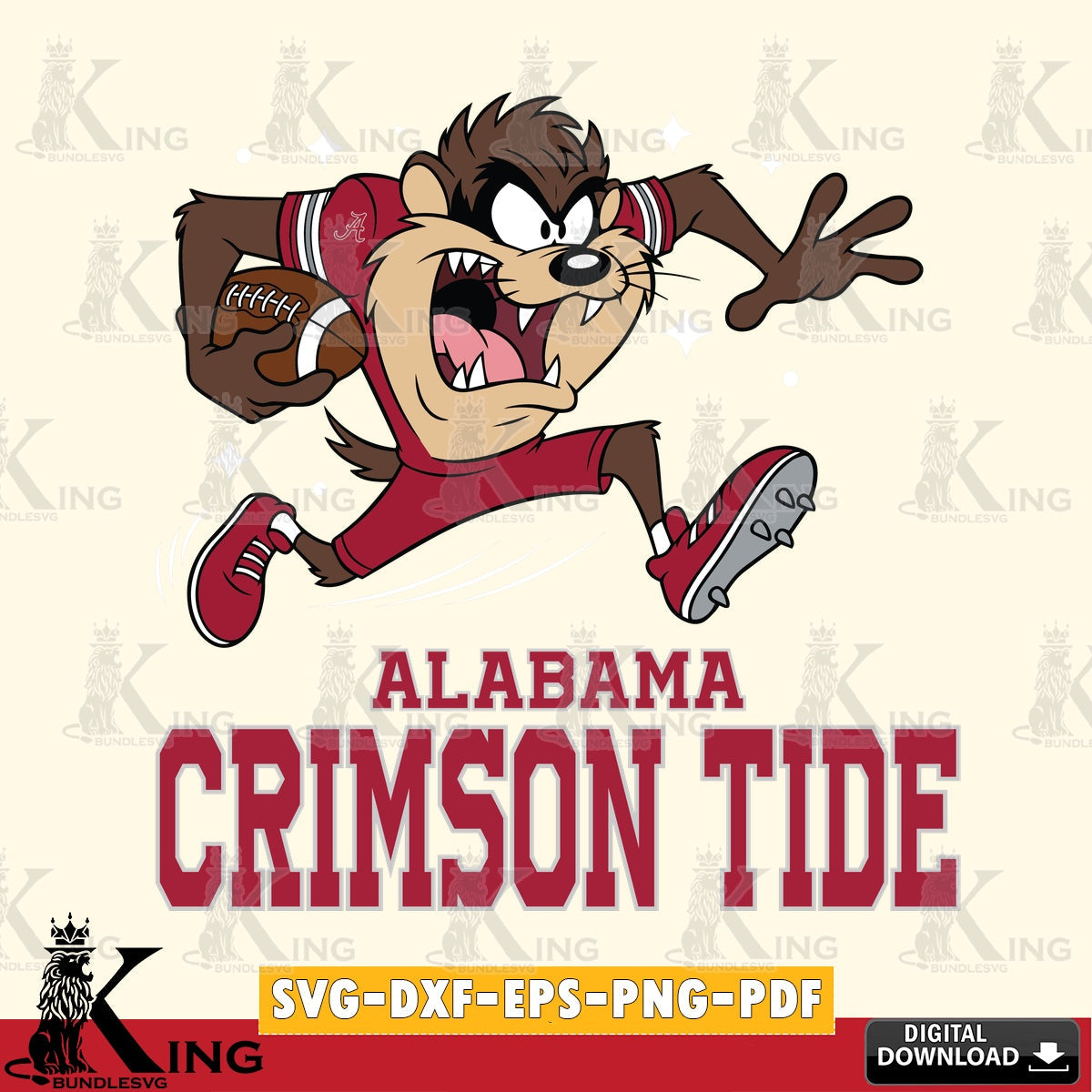 Alabama Crimson Tide Angry Taz Football SVG file, Cut file , Digital Download , Instant Download, Taz svg, NCAA svg
