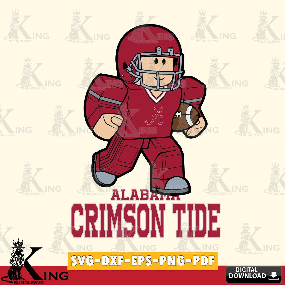 Alabama Crimson Tide Roblox Player Rugby SVG file , NCAA Cricut, File cut , Digital Download , PDF File