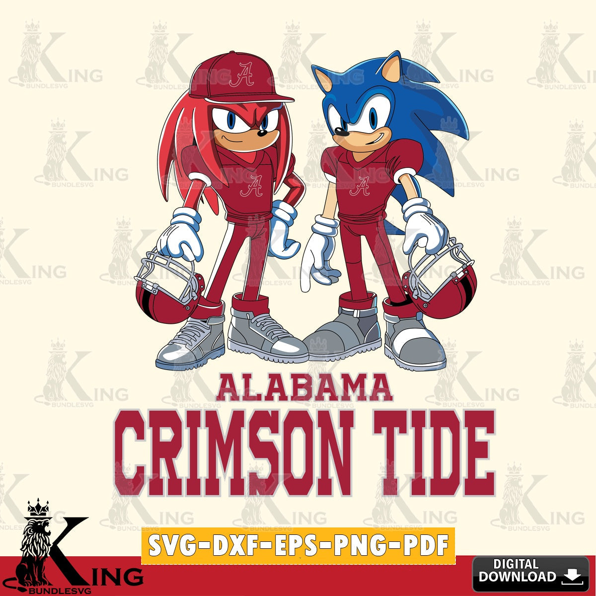 Alabama Crimson Tide Sonic And Knuckles Player Football SVG file, Vector , Digital Download , PDF File , Instant Download