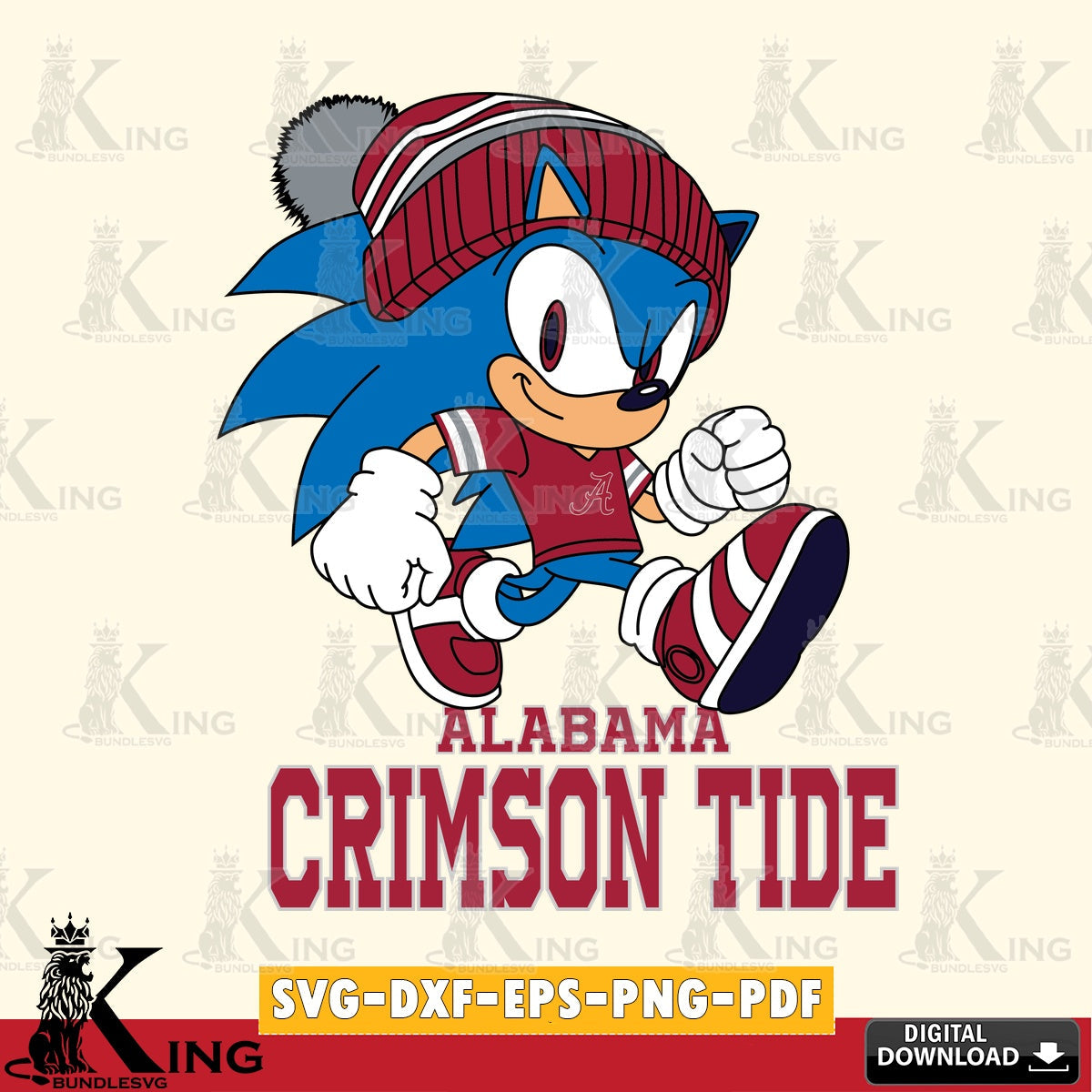 Eye-catching graphic of an Alabama Crimson Tide Sonic Football, a cut file ideal for vinyl projects and T-shirt printing.