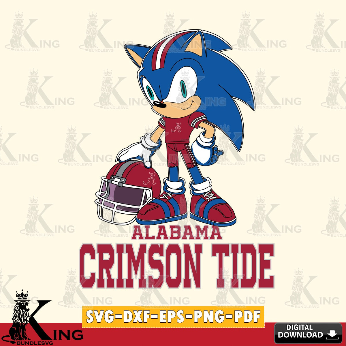 Modern graphic depicting an Alabama Crimson Tide sonic player football, vector art for engraving, cutting, and printing