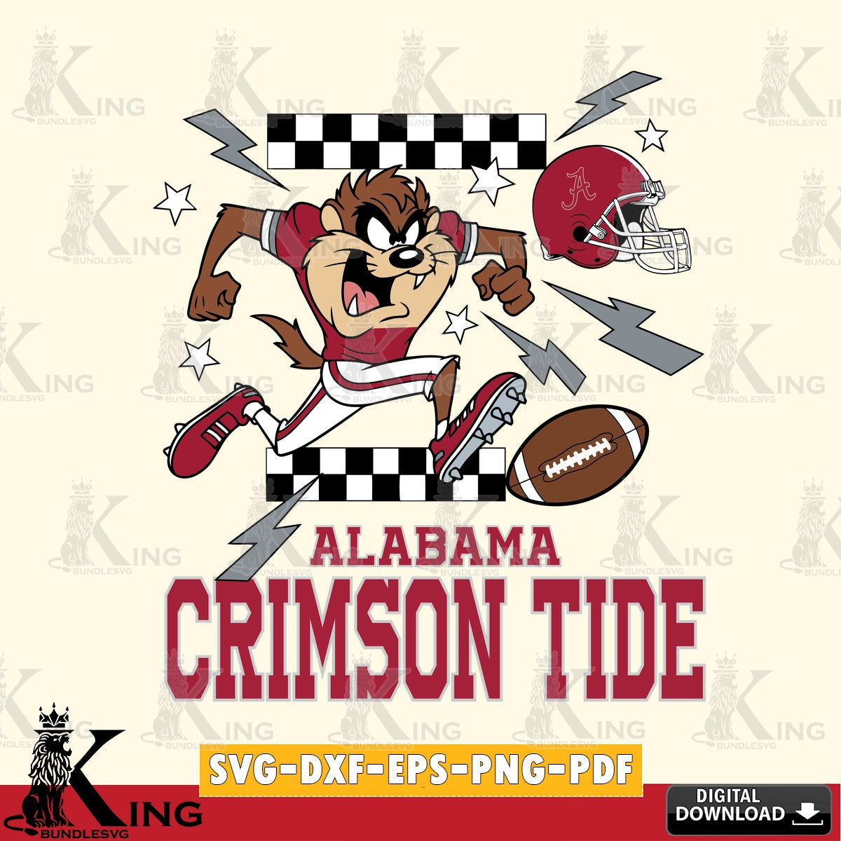 Alabama Crimson Tide Taz Football Lightning SVG file, Cut file , Digital Download , Instant Download, Taz svg, NCAA svg