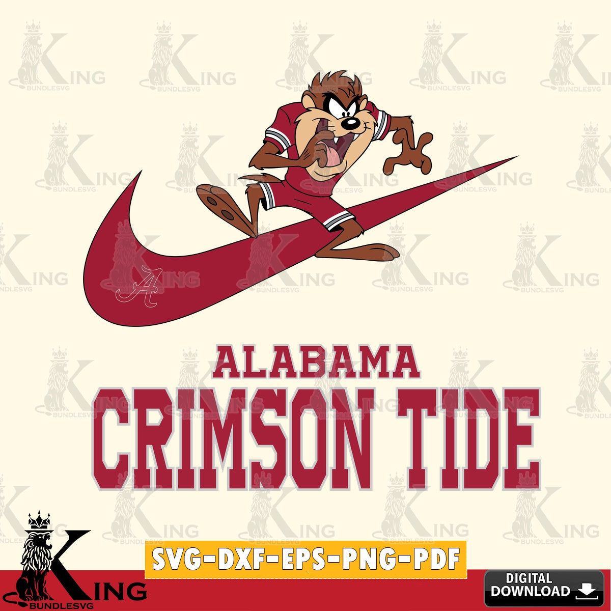 Alabama Crimson Tide Taz Football Nike SVG file, Cut file , Digital Download , Instant Download, Taz svg, NCAA svg