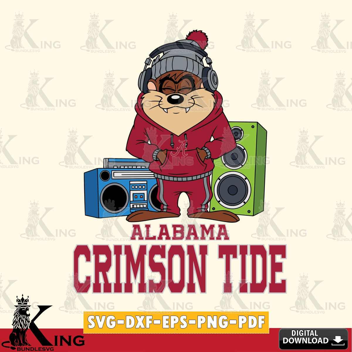 Alabama Crimson Tide Taz Hip Hop SVG file, Cut file , Digital Download , Instant Download, Taz svg, NCAA svg