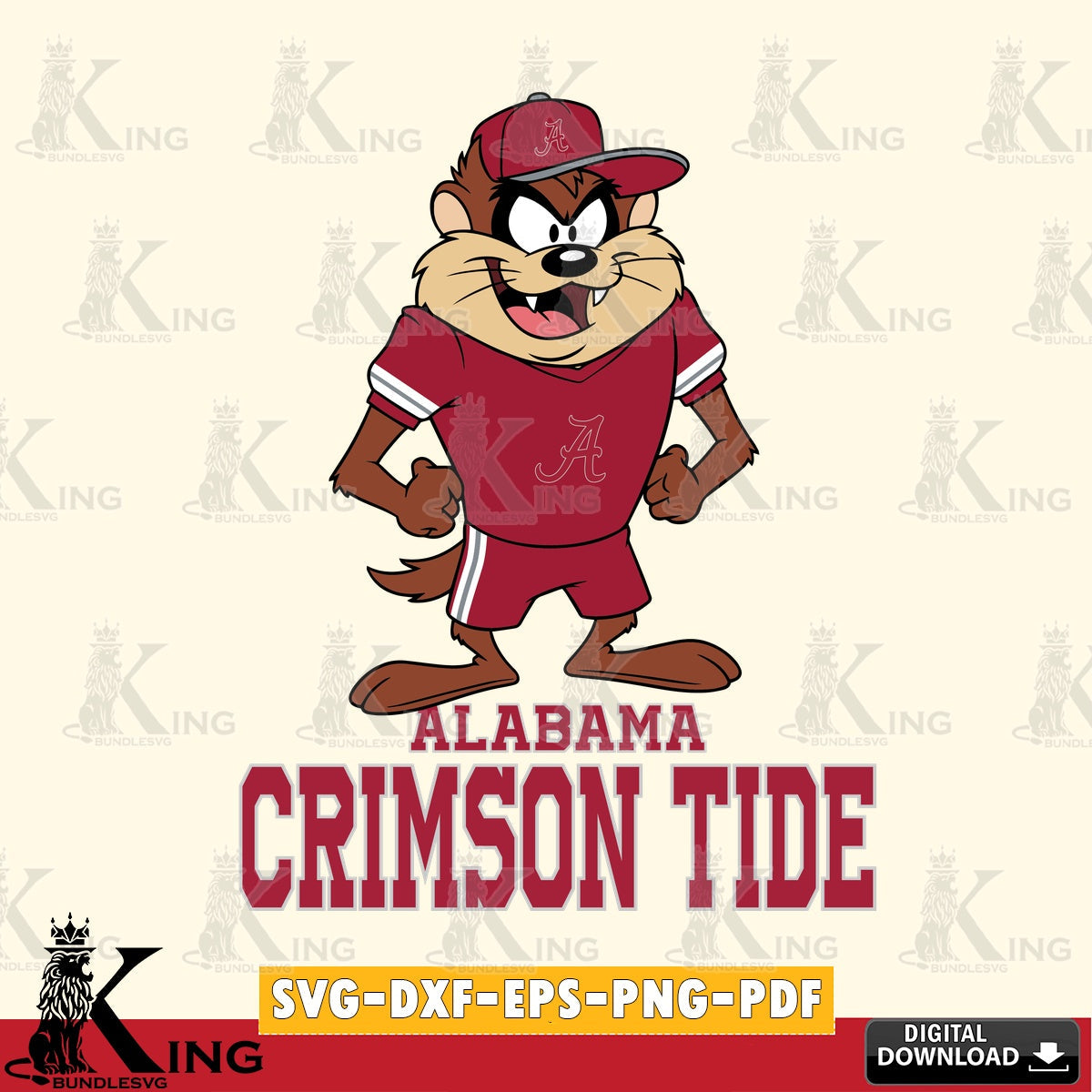 Alabama Crimson Tide Taz Standing Pose SVG file, Cut file , Digital Download , Instant Download, Taz svg, NCAA svg