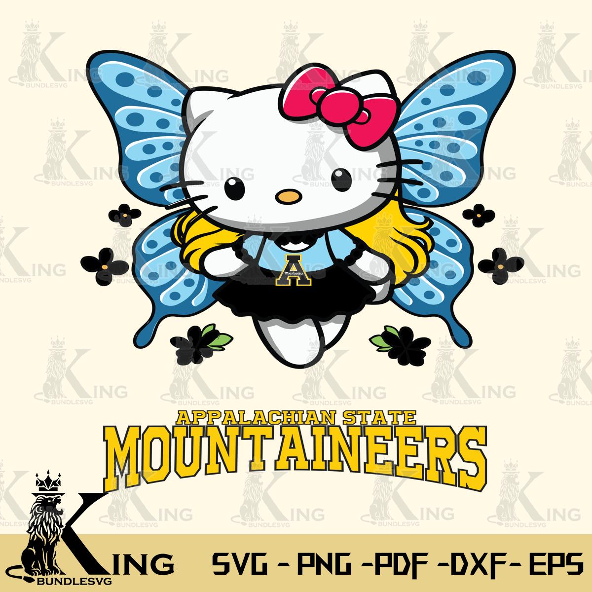 Appalachian State Mountaineers Butterfly Kitty Charm Svg Eps Dxf Png File, Digital Download