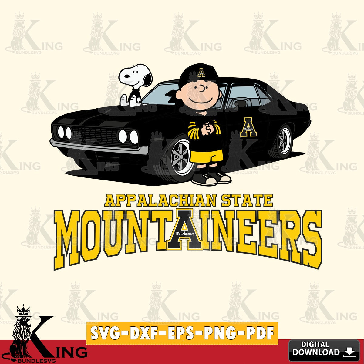 Appalachian State Mountaineers Peanuts Muscle Car SVG, Cricut, Cut file , Digital Download , Instant Download, Peanuts svg, NCAA svg, Football svg, Sport svg