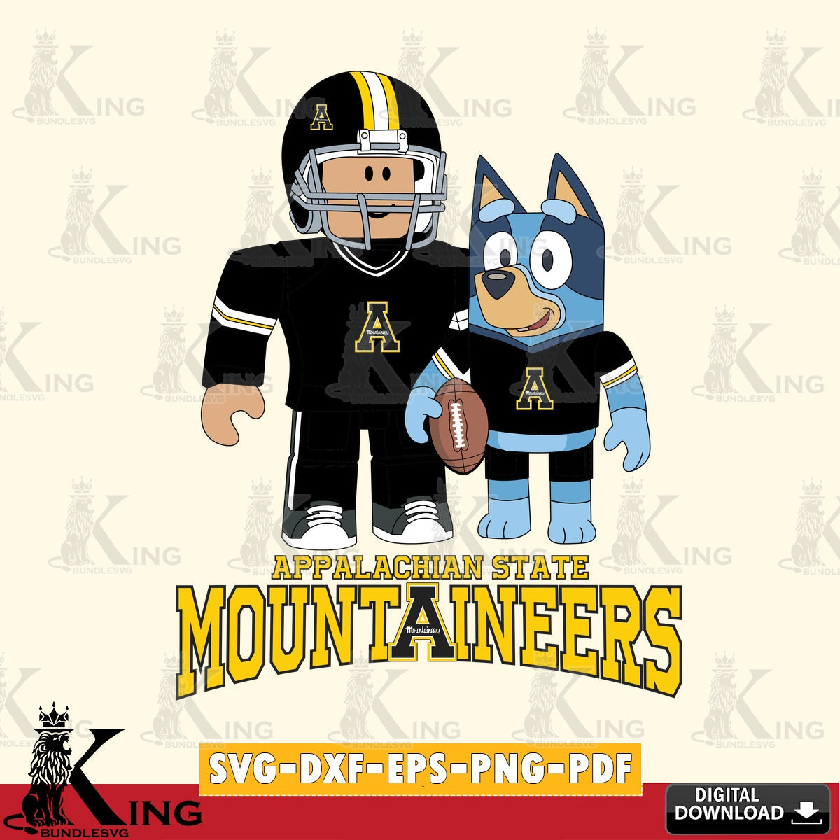 Appalachian State Mountaineers Roblox & Bluey Football SVG file , NCAA Cricut, File cut , Digital Download , PDF File