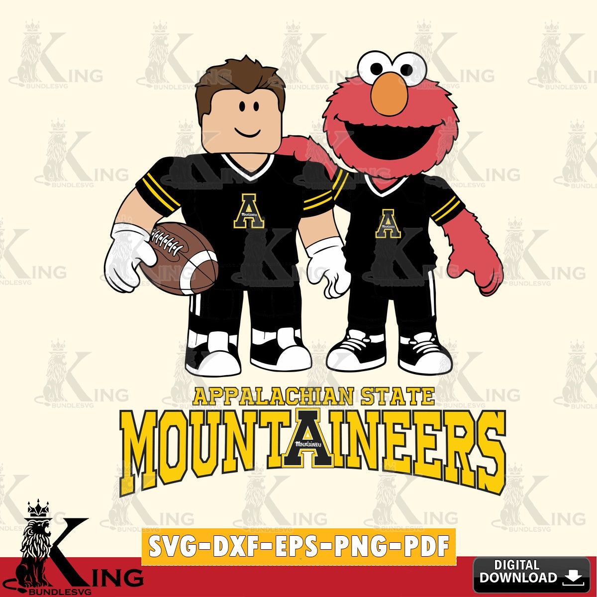 Appalachian State Mountaineers Roblox & Elmo Football SVG file , NCAA Cricut, File cut , Digital Download , PDF File