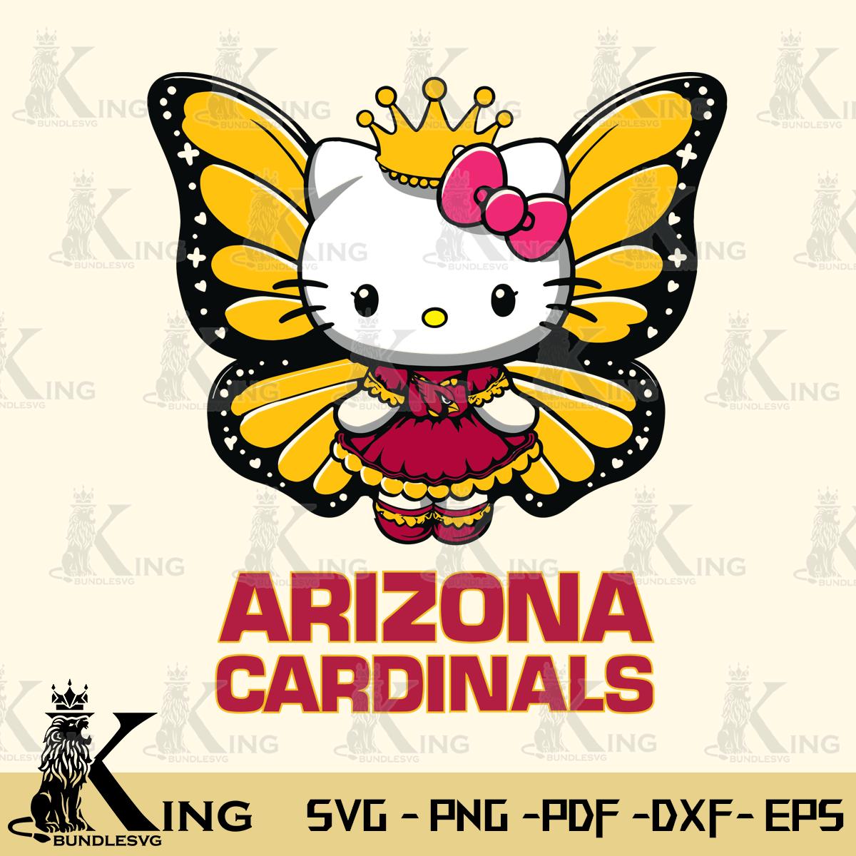 Arizona Cardinals Kitty Wings & Flowers Svg Eps Dxf Png File, Digital Download