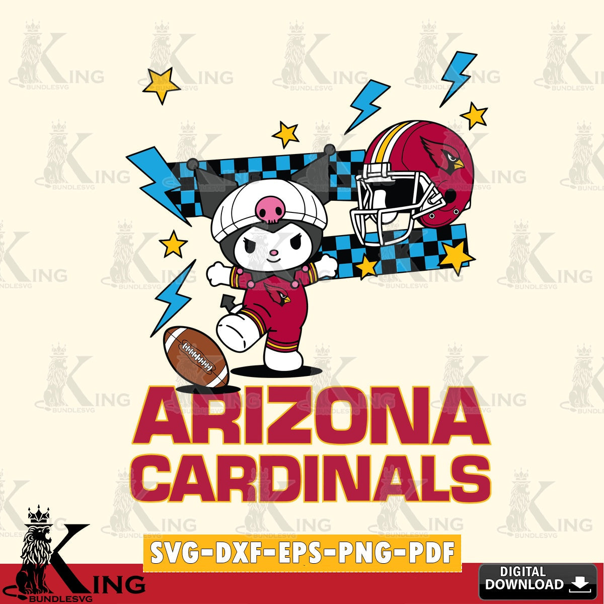 Arizona Cardinals Kuromi Game Day SVG file, Cricut, Cut file , Digital Download , Instant Download, Sanrio svg, Clipart