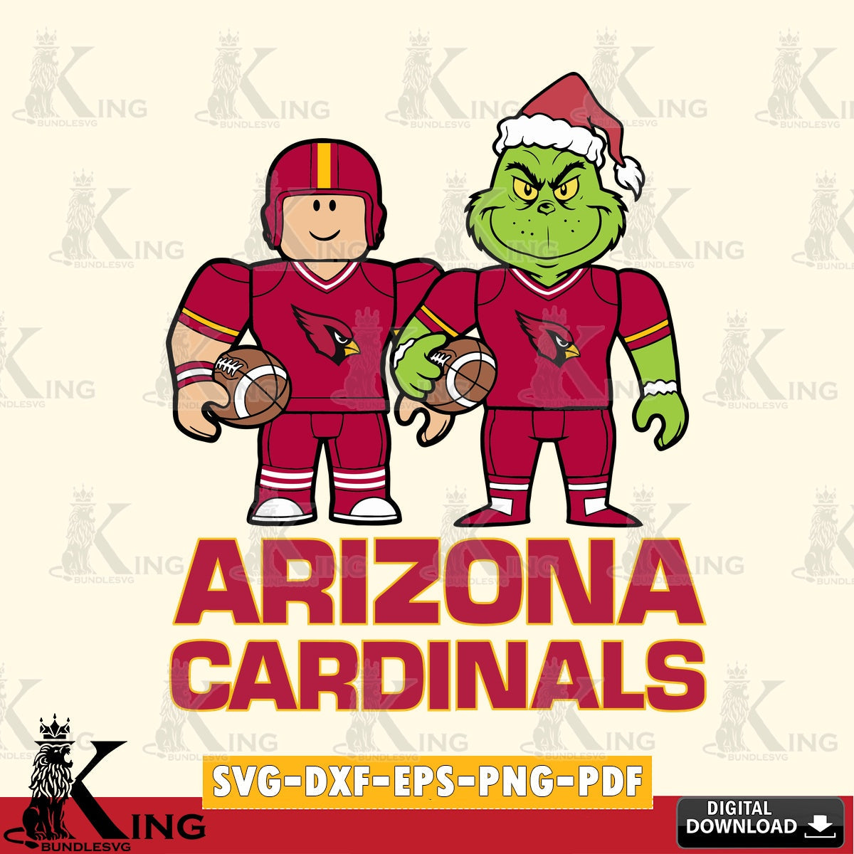 Arizona Cardinals Roblox & Grinch Football SVG file , Cricut, NFL File cut , Digital Download , PDF File