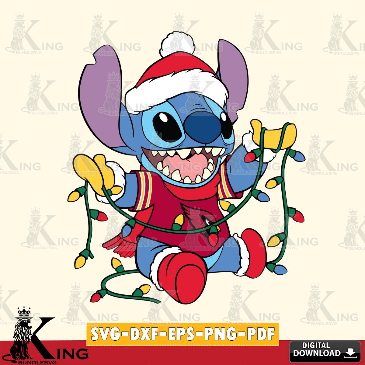 Arizona Cardinals Stitch Christmas Lights SVG, NFL for Cricut, Silhouette, Digital Download , file cut