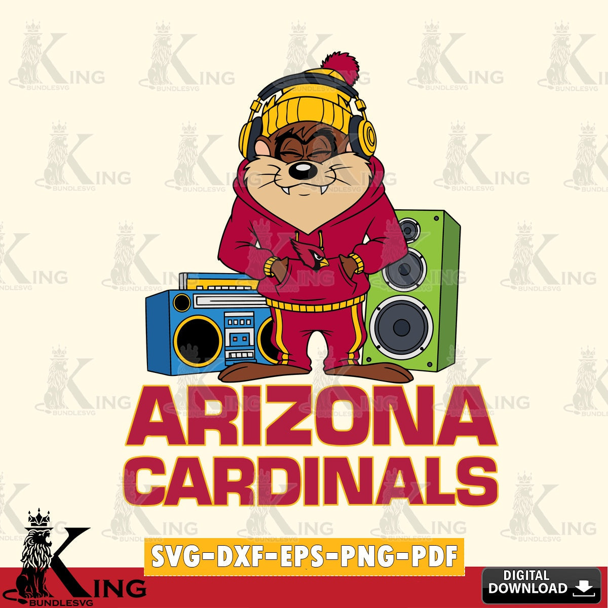 Arizona Cardinals Taz Hip Hop Cut file , Digital Download , Instant Download, Looney Tunes svg, Football svg