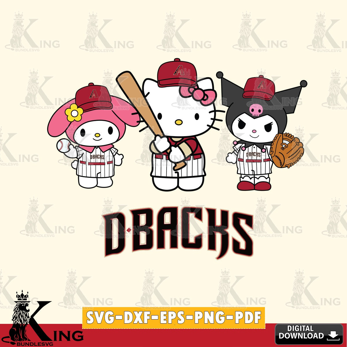Eye-catching graphic of Arizona Diamondbacks kawaii baseball team, high-quality vector for DIY scrapbooking and home decor