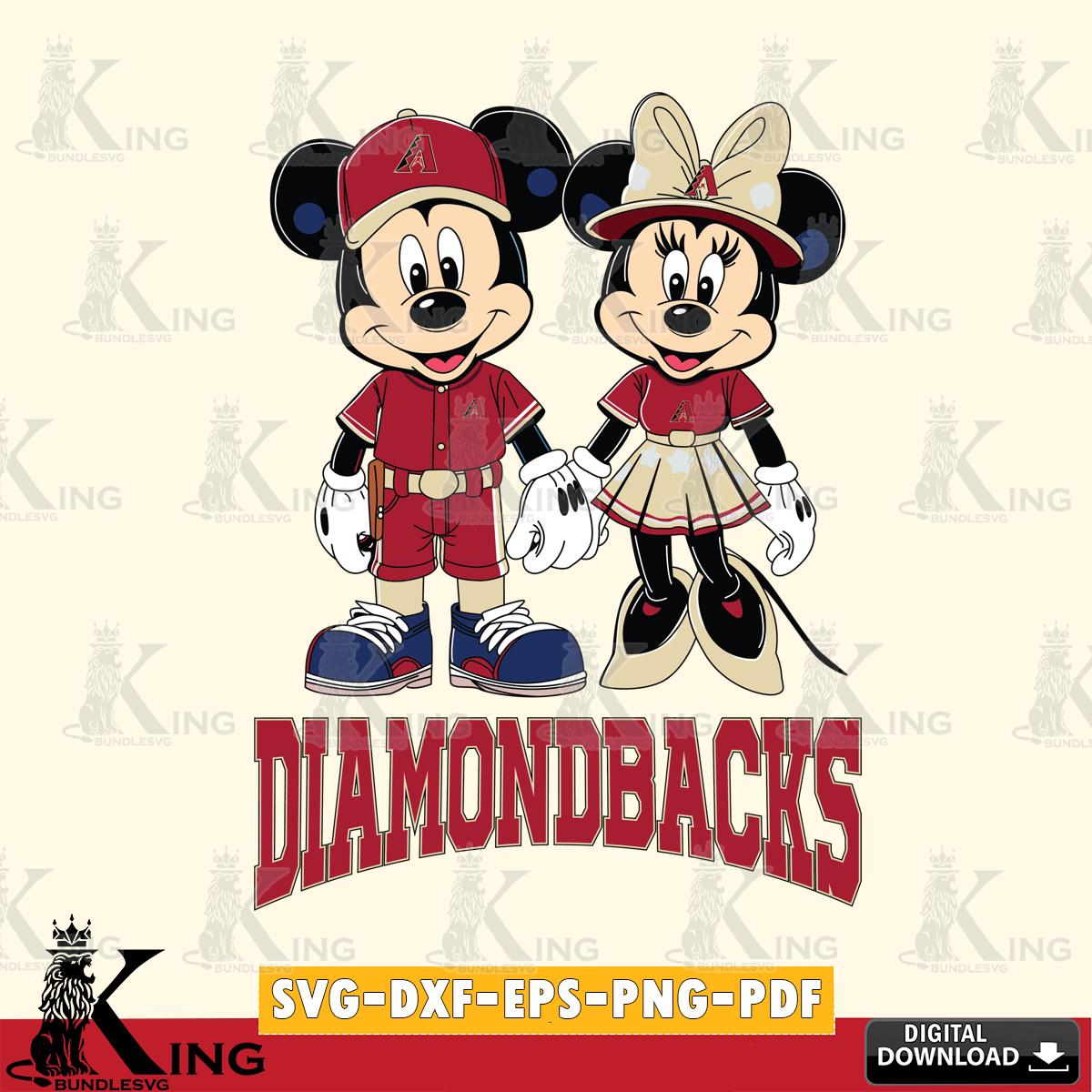 Arizona Diamondbacks Mickey Minnie Baseball SVG File, MLB for Cricut, Silhouette, Digital Download , file cut
