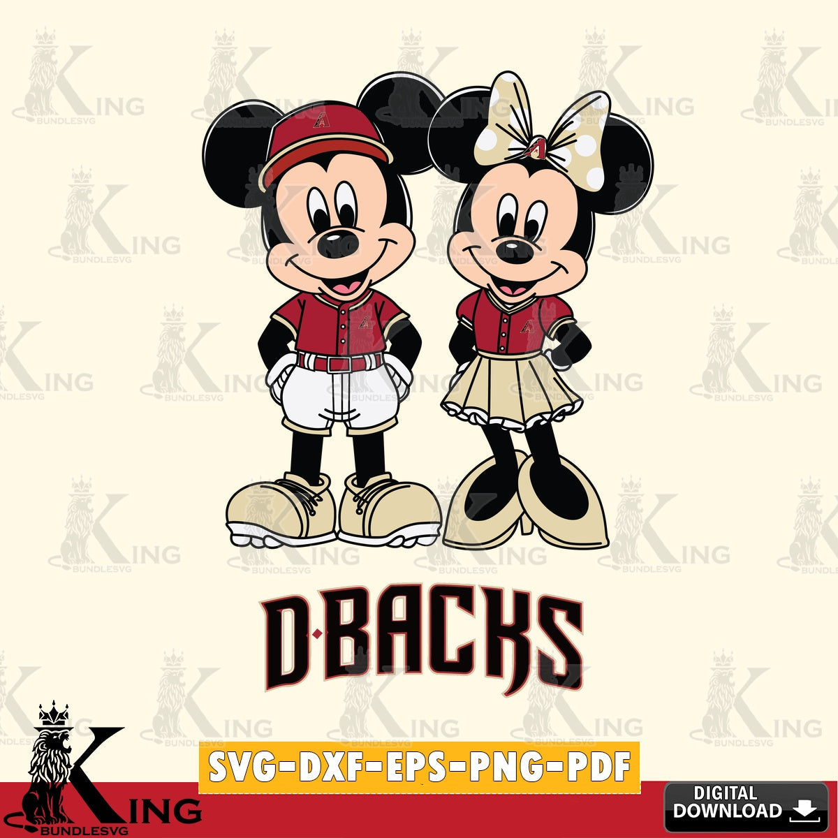 Arizona Diamondbacks Mickey Minnie Mouse Baseball SVG file , For Cricut, File cut , Digital Download , PDF File, Cut Files