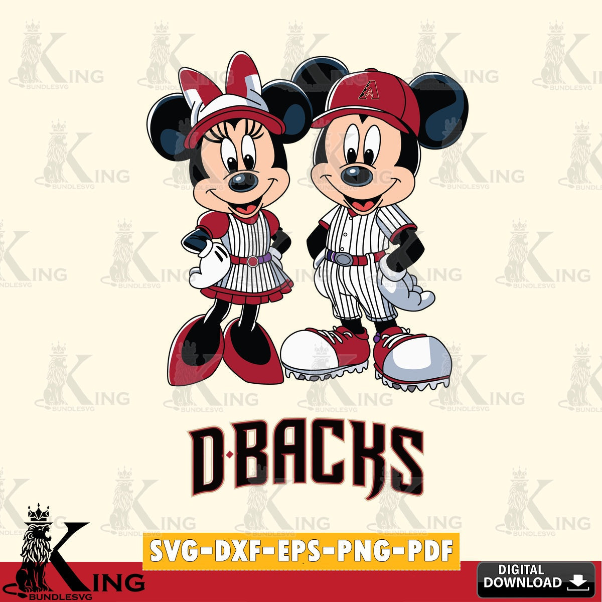 Arizona Diamondbacks Mickey Minnie Sport SVG file , For Cricut, File cut , Digital Download , PDF File, Cut Files