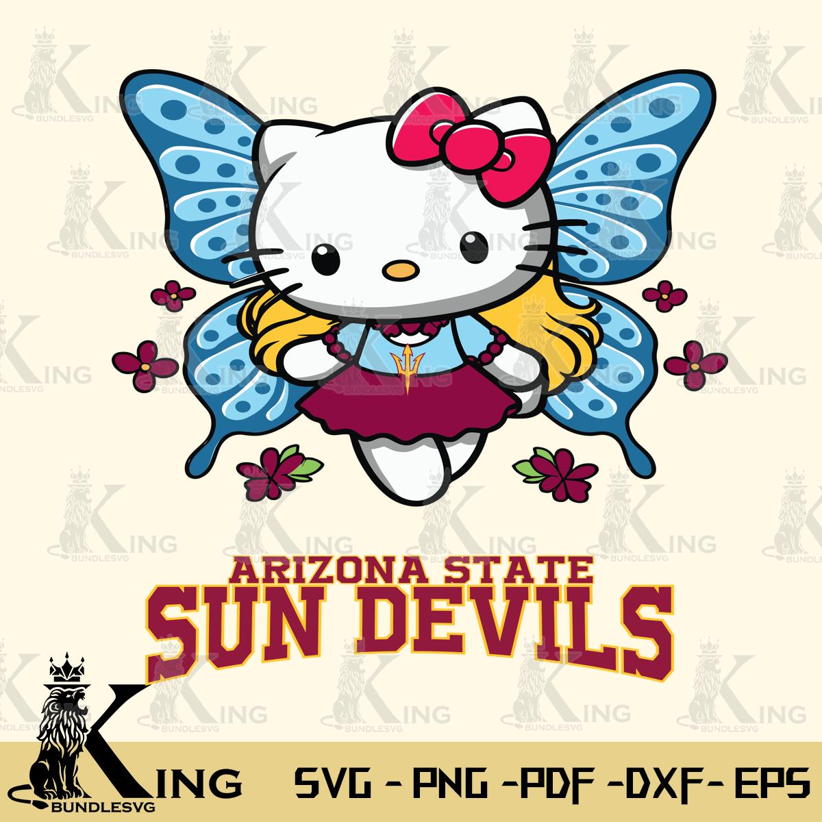 Arizona State Sun Devils Butterfly Kitty Charm Svg Eps Dxf Png File, Digital Download