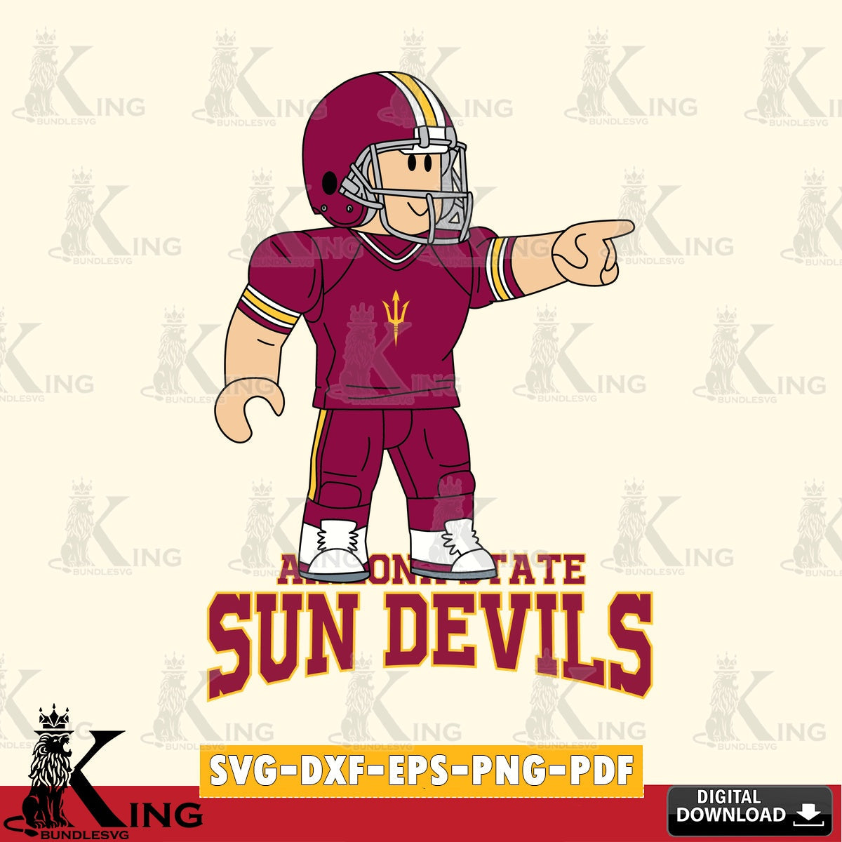 Arizona State Sun Devils Roblox Player Football SVG file , NCAA Cricut, File cut , Digital Download , PDF File