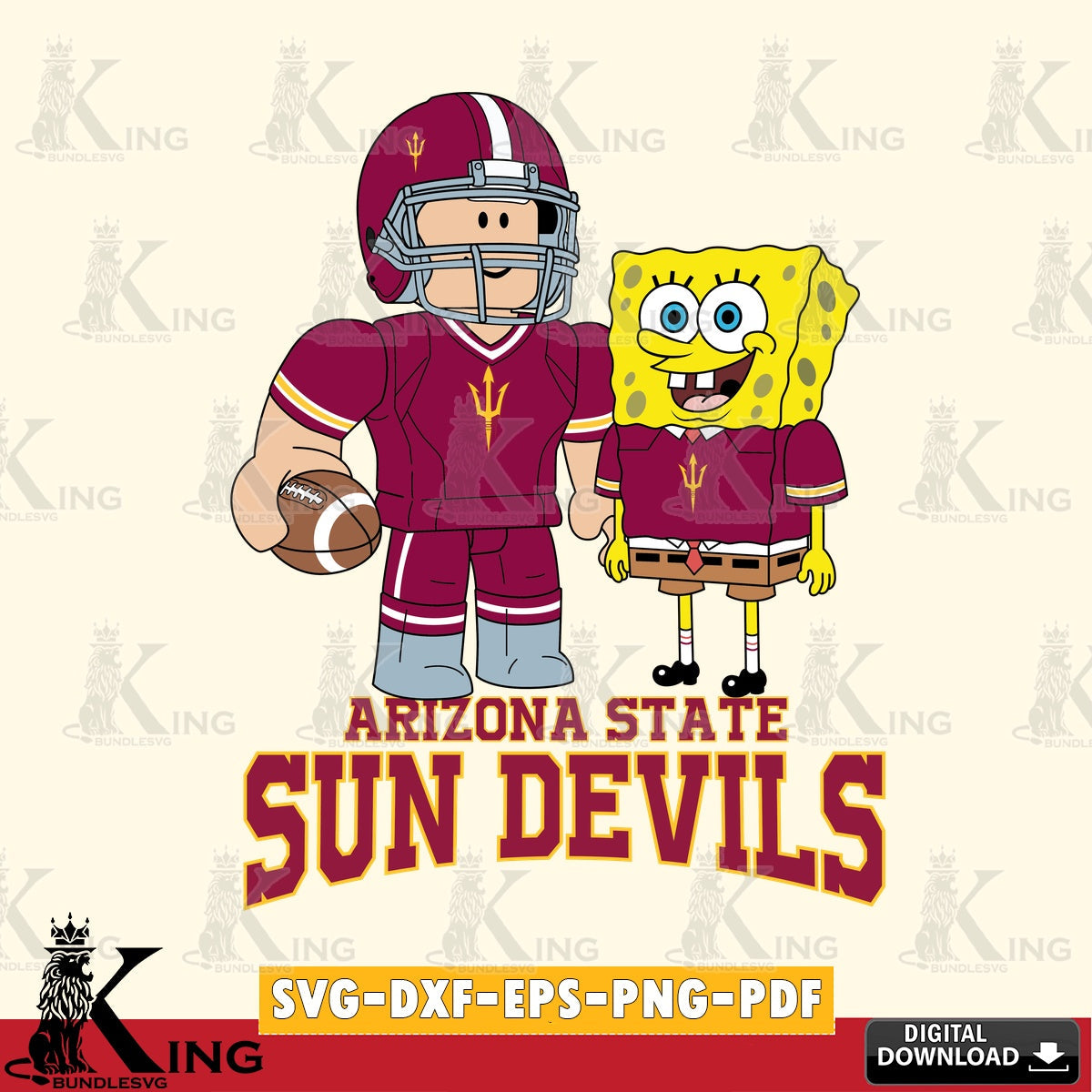 Arizona State Sun Devils Roblox & Spongebob Football SVG file , NCAA Cricut, File cut , Digital Download , PDF File