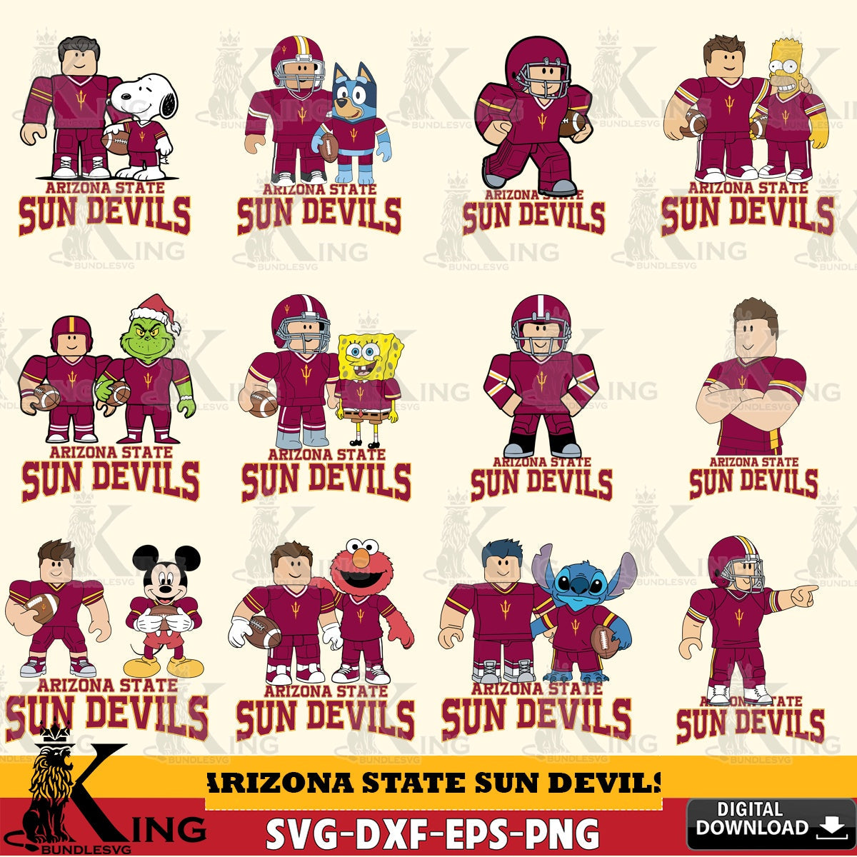 Arizona State Sun Devils Roblox With Friends football NCAA Bundle SVG file , NCAA Cricut, File cut , Digital Download , PDF File